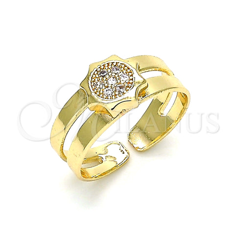 Oro Laminado Baby Ring, Gold Filled Style with White Micro Pave, Polished, Golden Finish, 01.233.0013 (One size fits all)