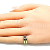 Oro Laminado Baby Ring, Gold Filled Style with Garnet Micro Pave, Polished, Golden Finish, 01.233.0013.1 (One size fits all)