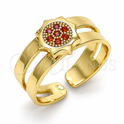 Oro Laminado Baby Ring, Gold Filled Style with Garnet Micro Pave, Polished, Golden Finish, 01.233.0013.1 (One size fits all)