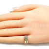 Oro Laminado Baby Ring, Gold Filled Style Heart Design, with White Micro Pave, Polished, Golden Finish, 01.233.0014 (One size fits all)