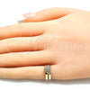 Oro Laminado Baby Ring, Gold Filled Style Heart Design, with White Micro Pave, Polished, Golden Finish, 01.233.0014 (One size fits all)