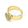 Oro Laminado Baby Ring, Gold Filled Style Heart Design, with White Micro Pave, Polished, Golden Finish, 01.233.0014 (One size fits all)