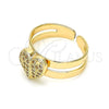 Oro Laminado Baby Ring, Gold Filled Style Heart Design, with White Micro Pave, Polished, Golden Finish, 01.233.0014 (One size fits all)