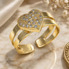 Oro Laminado Baby Ring, Gold Filled Style Heart Design, with White Micro Pave, Polished, Golden Finish, 01.233.0014 (One size fits all)