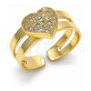 Oro Laminado Baby Ring, Gold Filled Style Heart Design, with White Micro Pave, Polished, Golden Finish, 01.233.0014 (One size fits all)