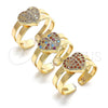 Oro Laminado Baby Ring, Gold Filled Style Heart Design, with White Micro Pave, Polished, Golden Finish, 01.233.0014 (One size fits all)