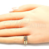 Oro Laminado Baby Ring, Gold Filled Style Heart Design, with Garnet Micro Pave, Polished, Golden Finish, 01.233.0014.1 (One size fits all)