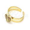 Oro Laminado Baby Ring, Gold Filled Style Heart Design, with Garnet Micro Pave, Polished, Golden Finish, 01.233.0014.1 (One size fits all)