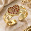 Oro Laminado Baby Ring, Gold Filled Style Heart Design, with Garnet Micro Pave, Polished, Golden Finish, 01.233.0014.1 (One size fits all)