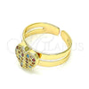 Oro Laminado Baby Ring, Gold Filled Style Heart Design, with Multicolor Micro Pave, Polished, Golden Finish, 01.233.0014.2 (One size fits all)