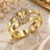 Oro Laminado Baby Ring, Gold Filled Style Heart and Butterfly Design, with White Micro Pave, Polished, Golden Finish, 01.233.0015 (One size fits all)