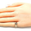 Oro Laminado Baby Ring, Gold Filled Style Heart and Butterfly Design, with Garnet Micro Pave, Polished, Golden Finish, 01.233.0015.1 (One size fits all)