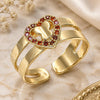 Oro Laminado Baby Ring, Gold Filled Style Heart and Butterfly Design, with Garnet Micro Pave, Polished, Golden Finish, 01.233.0015.1 (One size fits all)