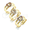 Oro Laminado Baby Ring, Gold Filled Style Heart and Butterfly Design, with Garnet Micro Pave, Polished, Golden Finish, 01.233.0015.1 (One size fits all)