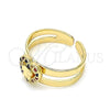 Oro Laminado Baby Ring, Gold Filled Style Heart and Butterfly Design, with Multicolor Micro Pave, Polished, Golden Finish, 01.233.0015.2 (One size fits all)