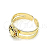 Oro Laminado Baby Ring, Gold Filled Style Heart and Butterfly Design, with Multicolor Micro Pave, Polished, Golden Finish, 01.233.0015.2 (One size fits all)