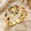 Oro Laminado Baby Ring, Gold Filled Style Heart and Butterfly Design, with Multicolor Micro Pave, Polished, Golden Finish, 01.233.0015.2 (One size fits all)