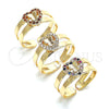 Oro Laminado Baby Ring, Gold Filled Style Heart and Butterfly Design, with Multicolor Micro Pave, Polished, Golden Finish, 01.233.0015.2 (One size fits all)