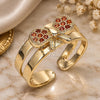 Oro Laminado Baby Ring, Gold Filled Style with Garnet Micro Pave, Polished, Golden Finish, 01.233.0016.1 (One size fits all)
