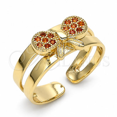 Oro Laminado Baby Ring, Gold Filled Style with Garnet Micro Pave, Polished, Golden Finish, 01.233.0016.1 (One size fits all)