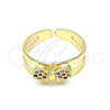 Oro Laminado Baby Ring, Gold Filled Style with Multicolor Micro Pave, Polished, Golden Finish, 01.233.0016.2 (One size fits all)