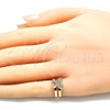Oro Laminado Baby Ring, Gold Filled Style Butterfly Design, with White Micro Pave, Polished, Golden Finish, 01.233.0017 (One size fits all)