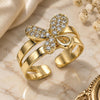 Oro Laminado Baby Ring, Gold Filled Style Butterfly Design, with White Micro Pave, Polished, Golden Finish, 01.233.0017 (One size fits all)