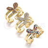 Oro Laminado Baby Ring, Gold Filled Style Butterfly Design, with White Micro Pave, Polished, Golden Finish, 01.233.0017 (One size fits all)
