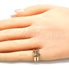 Oro Laminado Baby Ring, Gold Filled Style Butterfly Design, with Garnet Micro Pave, Polished, Golden Finish, 01.233.0017.1 (One size fits all)