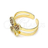 Oro Laminado Baby Ring, Gold Filled Style Butterfly Design, with Garnet Micro Pave, Polished, Golden Finish, 01.233.0017.1 (One size fits all)