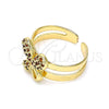 Oro Laminado Baby Ring, Gold Filled Style Butterfly Design, with Garnet Micro Pave, Polished, Golden Finish, 01.233.0017.1 (One size fits all)
