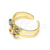 Oro Laminado Baby Ring, Gold Filled Style Butterfly Design, with Multicolor Micro Pave, Polished, Golden Finish, 01.233.0017.2 (One size fits all)