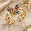 Oro Laminado Baby Ring, Gold Filled Style Butterfly Design, with Multicolor Micro Pave, Polished, Golden Finish, 01.233.0017.2 (One size fits all)