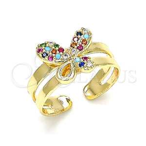 Gold Filled Ring — Baby Ring Butterfly Design with Multicolor Micro Pave — main product view — SKU 133745 | Oro Laminado anillo — Baby Ring Butterfly diseño with Multicolor Micro Pave — SKU 133745