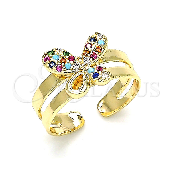 Gold Filled Ring — Baby Ring Butterfly Design with Multicolor Micro Pave — main product view — SKU 133745 | Oro Laminado anillo — Baby Ring Butterfly diseño with Multicolor Micro Pave — SKU 133745