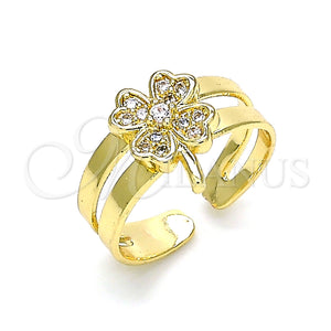 Gold Filled Ring — Baby Ring Four-leaf Clover Design with White Micro — main product view — SKU 133746 | Oro Laminado anillo — Baby Ring Four-leaf Clover diseño with blanco Micro — SKU 133746