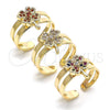 Oro Laminado Baby Ring, Gold Filled Style Four-leaf Clover Design, with Garnet Micro Pave, Polished, Golden Finish, 01.233.0018.1 (One size fits all)
