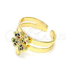 Oro Laminado Baby Ring, Gold Filled Style Four-leaf Clover Design, with Multicolor Micro Pave, Polished, Golden Finish, 01.233.0018.2 (One size fits all)