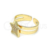 Oro Laminado Baby Ring, Gold Filled Style Star Design, with White Micro Pave, Polished, Golden Finish, 01.233.0019 (One size fits all)