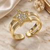 Oro Laminado Baby Ring, Gold Filled Style Star Design, with White Micro Pave, Polished, Golden Finish, 01.233.0019 (One size fits all)