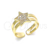 Oro Laminado Baby Ring, Gold Filled Style Star Design, with White Micro Pave, Polished, Golden Finish, 01.233.0019 (One size fits all)