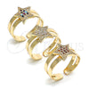 Oro Laminado Baby Ring, Gold Filled Style Star Design, with White Micro Pave, Polished, Golden Finish, 01.233.0019 (One size fits all)