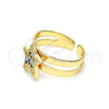 Oro Laminado Baby Ring, Gold Filled Style Star Design, with Multicolor Micro Pave, Polished, Golden Finish, 01.233.0019.2 (One size fits all)