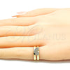 Oro Laminado Baby Ring, Gold Filled Style Heart Design, with White Micro Pave, Polished, Golden Finish, 01.233.0020 (One size fits all)