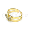 Oro Laminado Baby Ring, Gold Filled Style Heart Design, with White Micro Pave, Polished, Golden Finish, 01.233.0020 (One size fits all)