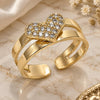 Oro Laminado Baby Ring, Gold Filled Style Heart Design, with White Micro Pave, Polished, Golden Finish, 01.233.0020 (One size fits all)