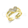 Oro Laminado Baby Ring, Gold Filled Style Heart Design, with White Micro Pave, Polished, Golden Finish, 01.233.0020 (One size fits all)