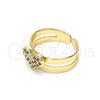 Oro Laminado Baby Ring, Gold Filled Style Heart Design, with Garnet Micro Pave, Polished, Golden Finish, 01.233.0020.1 (One size fits all)