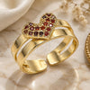Oro Laminado Baby Ring, Gold Filled Style Heart Design, with Garnet Micro Pave, Polished, Golden Finish, 01.233.0020.1 (One size fits all)