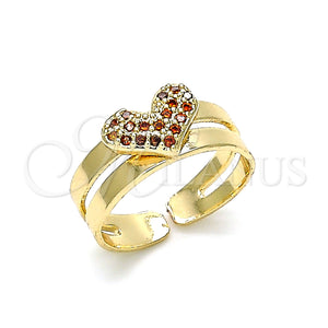 Gold Filled Ring — Baby Ring Heart Design with Garnet Micro Pave — main product view — SKU 133753 | Oro Laminado anillo — Baby Ring corazón diseño with Garnet Micro Pave — SKU 133753